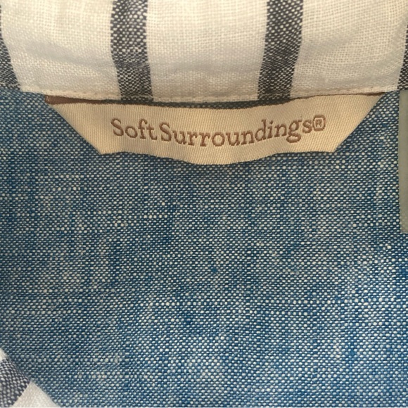 Soft Surroundings Blue 100% linen button front shirt dress women’s XL - Picture 3 of 5